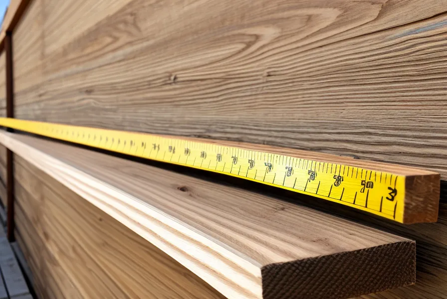 Close-up of wooden framing studs with a tape measure.
