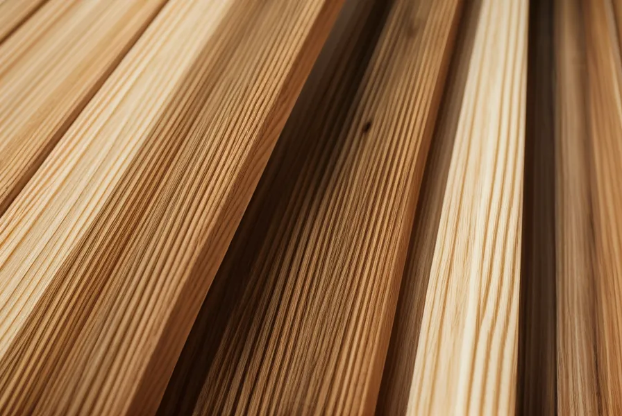 Close up of cedar wood slats and measuring tape for a privacy screen