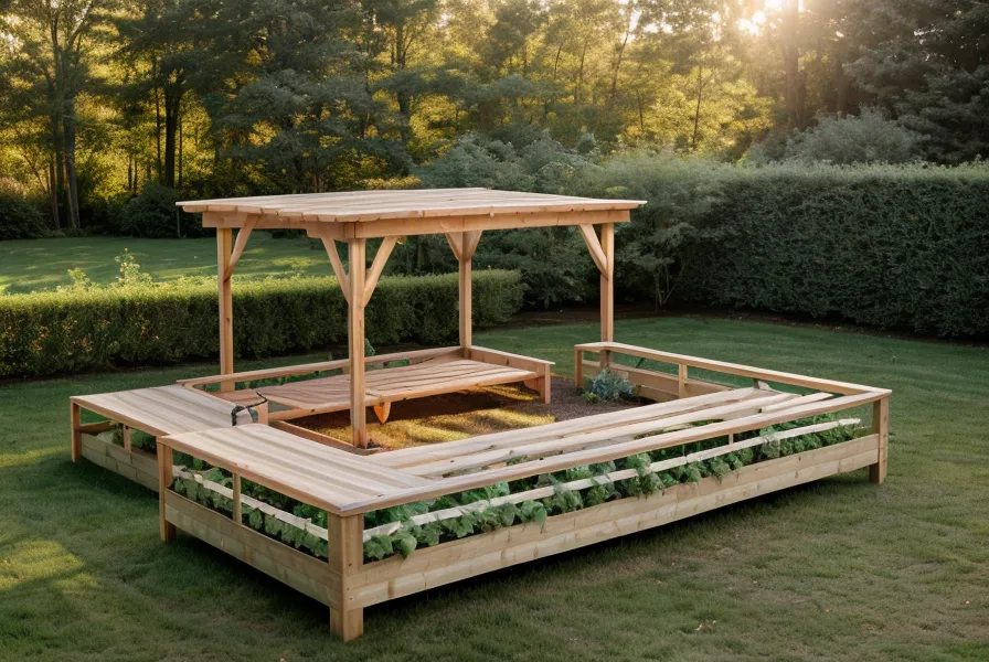 Marking cedar lumber before cutting a raised bed cover frame for a garden DIY project